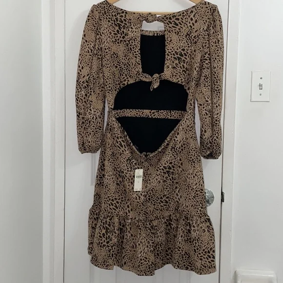 Anthropologie Maeve Knit Cut-Out Mini Dress Size 14 - Picture 4 of 6